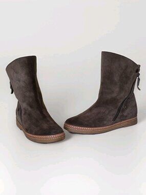 Buttero Suede Convertible Boots Women EU39 US 9 Shearling Lined Brown Double Zip